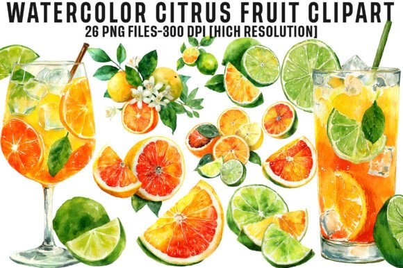 Download Watercolor Citrus Fruit Clipart - Citrus Collection