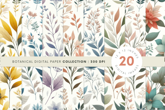 Download Botanical Background Digital Paper V2 - Botanical Collection
