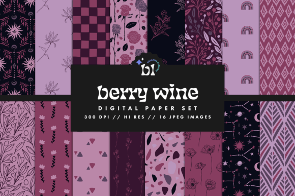 Download Berry Wine Digital Paper Set - Berry wine Collection