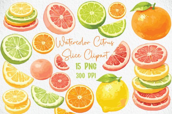 Download Watercolor Citrus Slice Clipart PNG - Citrus Collection