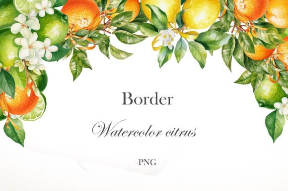 Download Watercolor Citrus Border PNG - Premium Resources