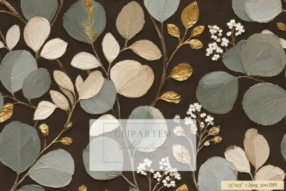 Download Gold Eucalyptus Botanical Dark Pattern - Botanical Collection